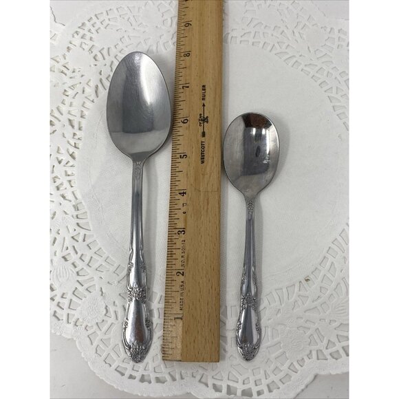 Rogers Oneida FENWAY Dream Glossy Stainless Set 2 Tablespoons & Sugar Spoon - Picture 3 of 5